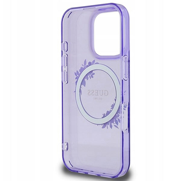 Θήκη MagSafe για Apple iPhone 16 Pro, Guess, IML Flowers Wreath, Μωβ