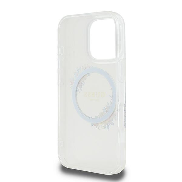 Θήκη MagSafe για Apple iPhone 16 Pro, Guess, IML Flowers Wreath, Διάφανη