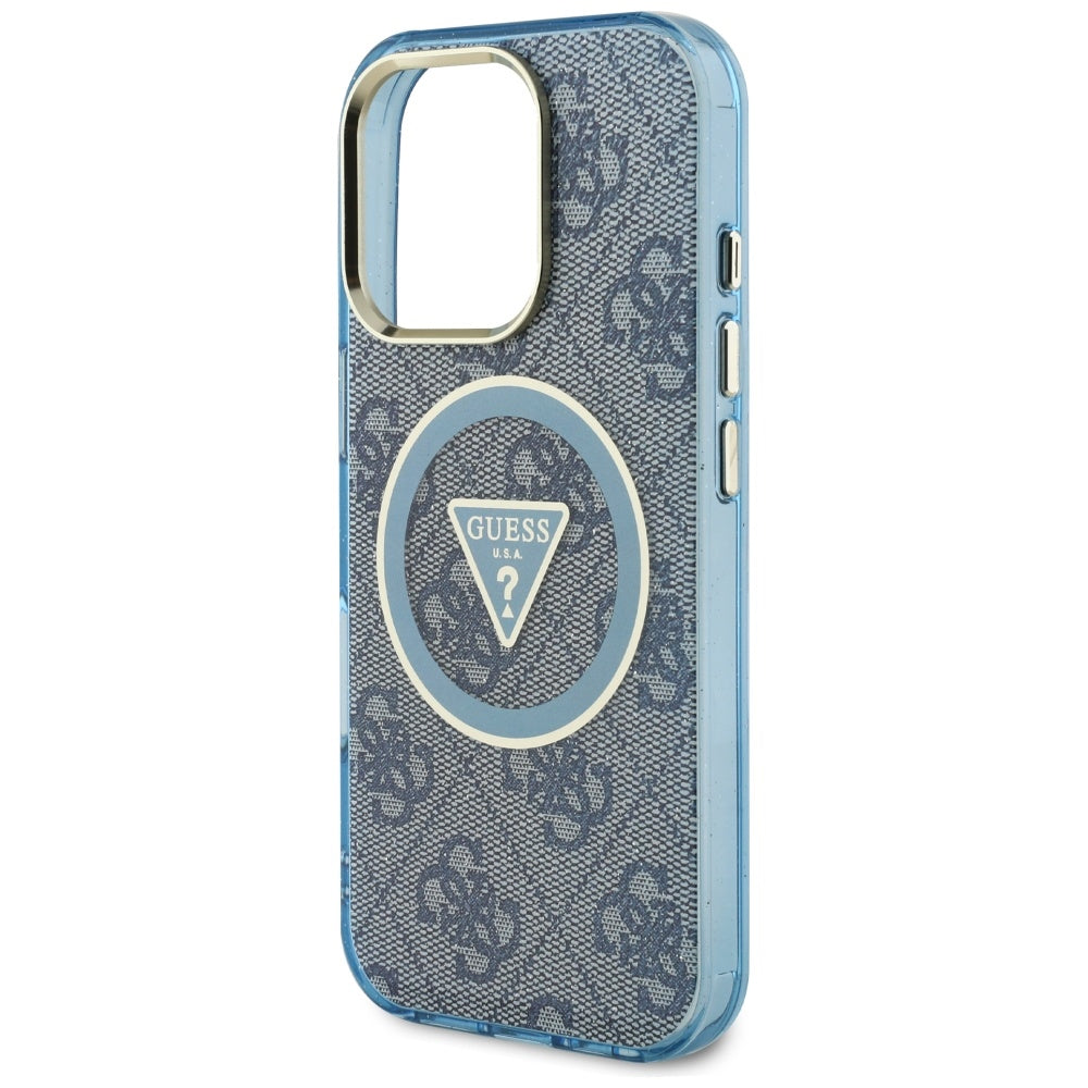 Θήκη MagSafe για Apple iPhone 16 Pro, Guess, IML Glitter 4G Circle Triangle, Μπλε