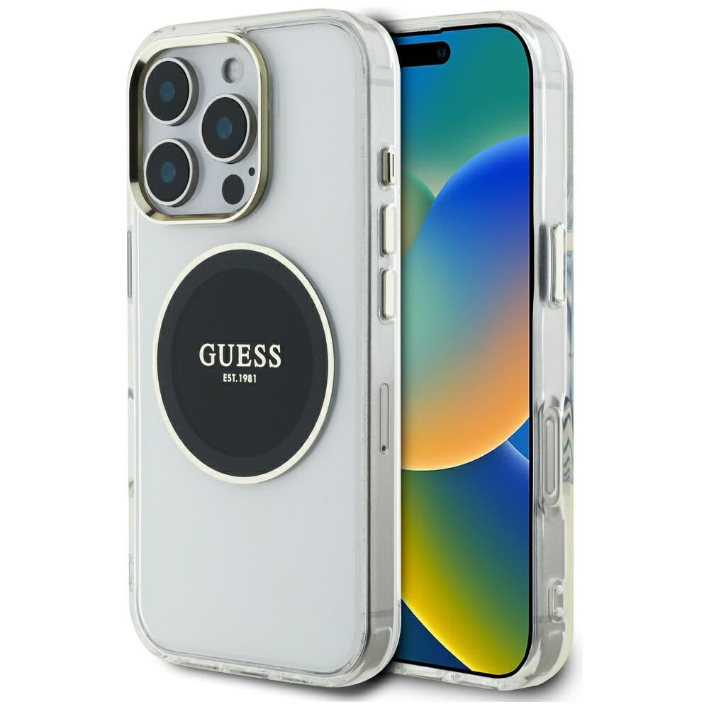 Θήκη MagSafe για Apple iPhone 16 Pro, Guess, IML Metal Colored Circle, Μαύρη