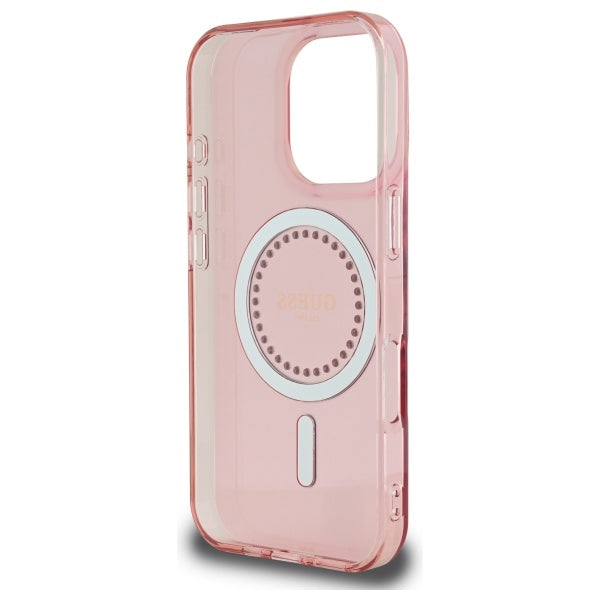 Θήκη MagSafe για Apple iPhone 16 Pro, Guess, IML Rhinestone, Ροζ
