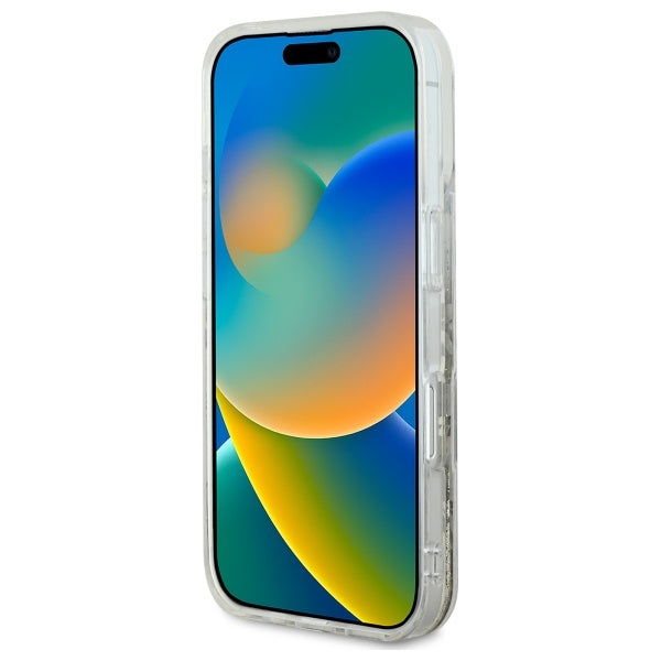 Θήκη MagSafe για Apple iPhone 16 Pro, Guess, Liquid Glitter Flower, Μπεζ