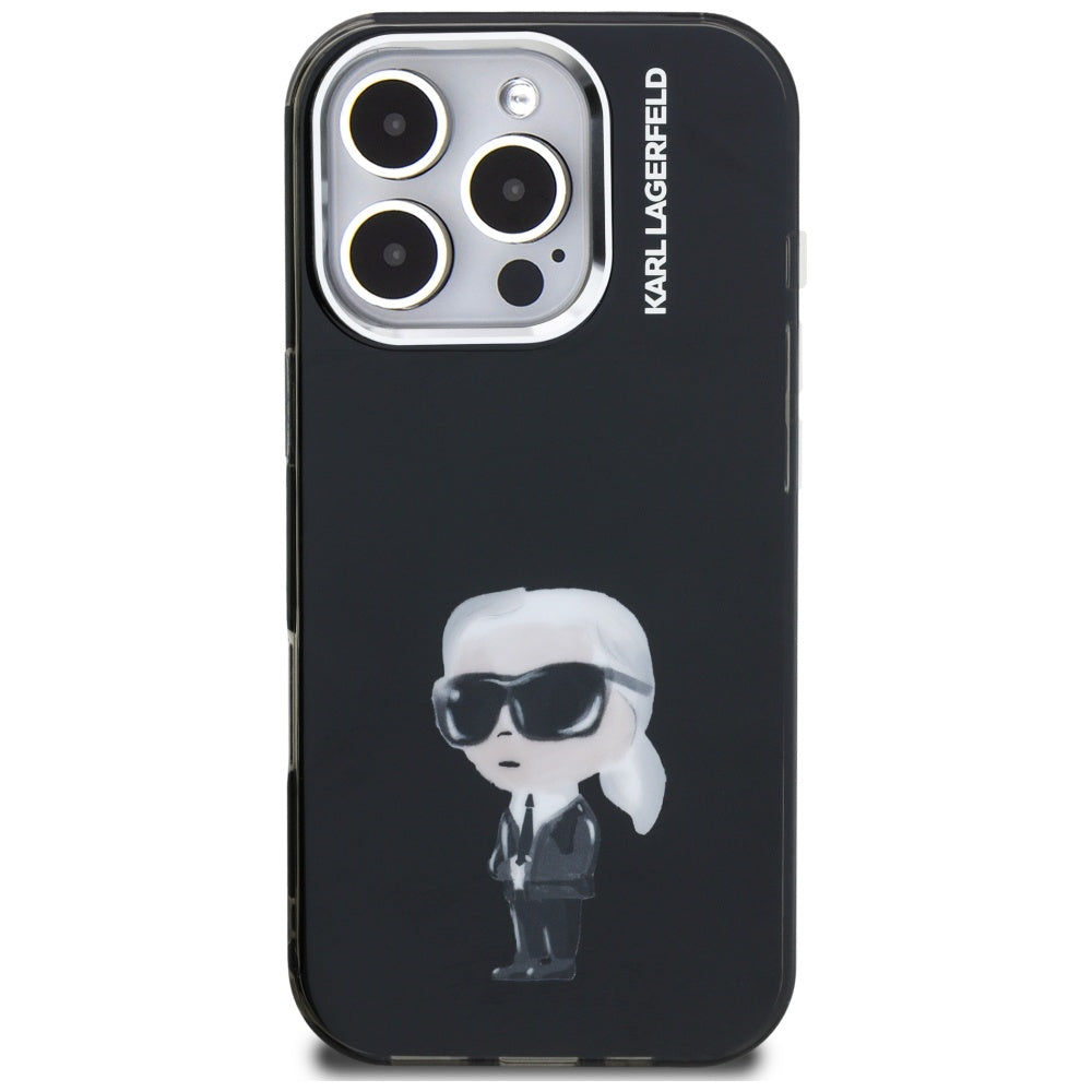 Θήκη MagSafe για Apple iPhone 16 Pro, Karl Lagerfeld, IML Aquarelle Logo Karl, Μαύρη