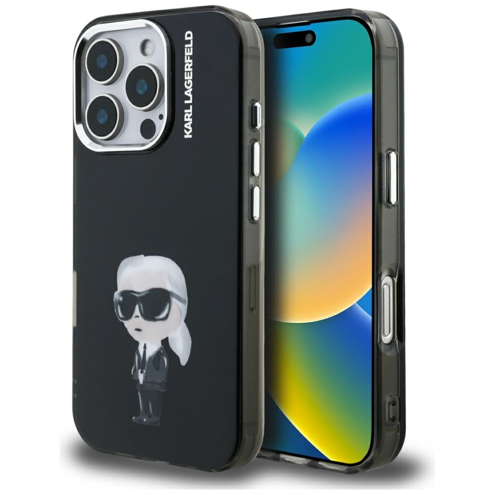 Θήκη MagSafe για Apple iPhone 16 Pro, Karl Lagerfeld, IML Aquarelle Logo Karl, Μαύρη