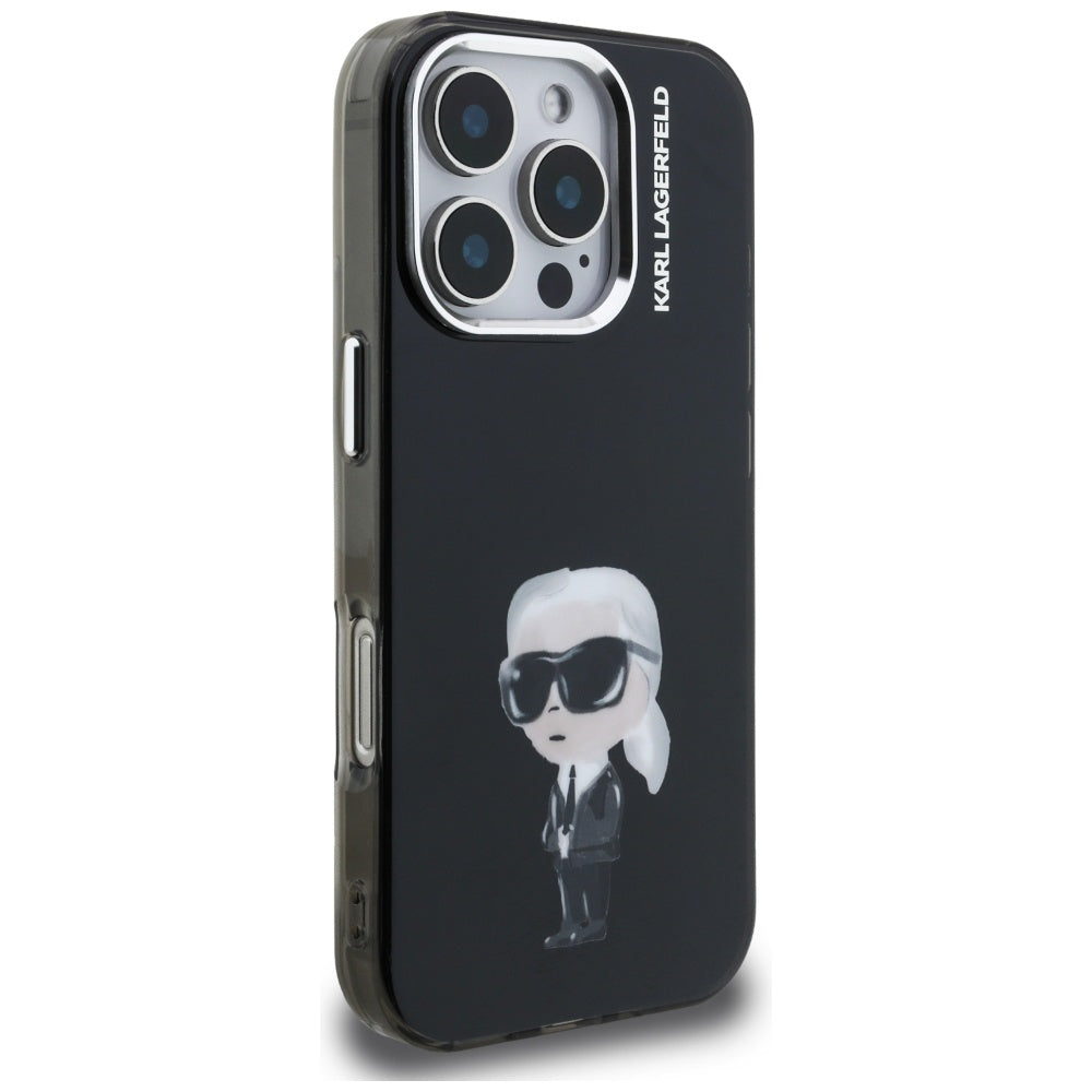 Θήκη MagSafe για Apple iPhone 16 Pro, Karl Lagerfeld, IML Aquarelle Logo Karl, Μαύρη