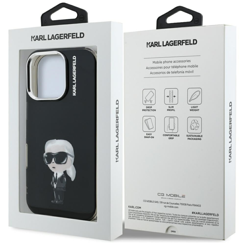 Θήκη MagSafe για Apple iPhone 16 Pro, Karl Lagerfeld, IML Aquarelle Logo Karl, Μαύρη