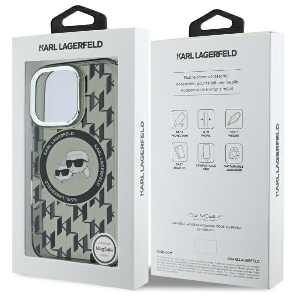 Θήκη MagSafe για Apple iPhone 16 Pro, Karl Lagerfeld, IML Monogram Karl & Choupette's Heads, Μαύρη