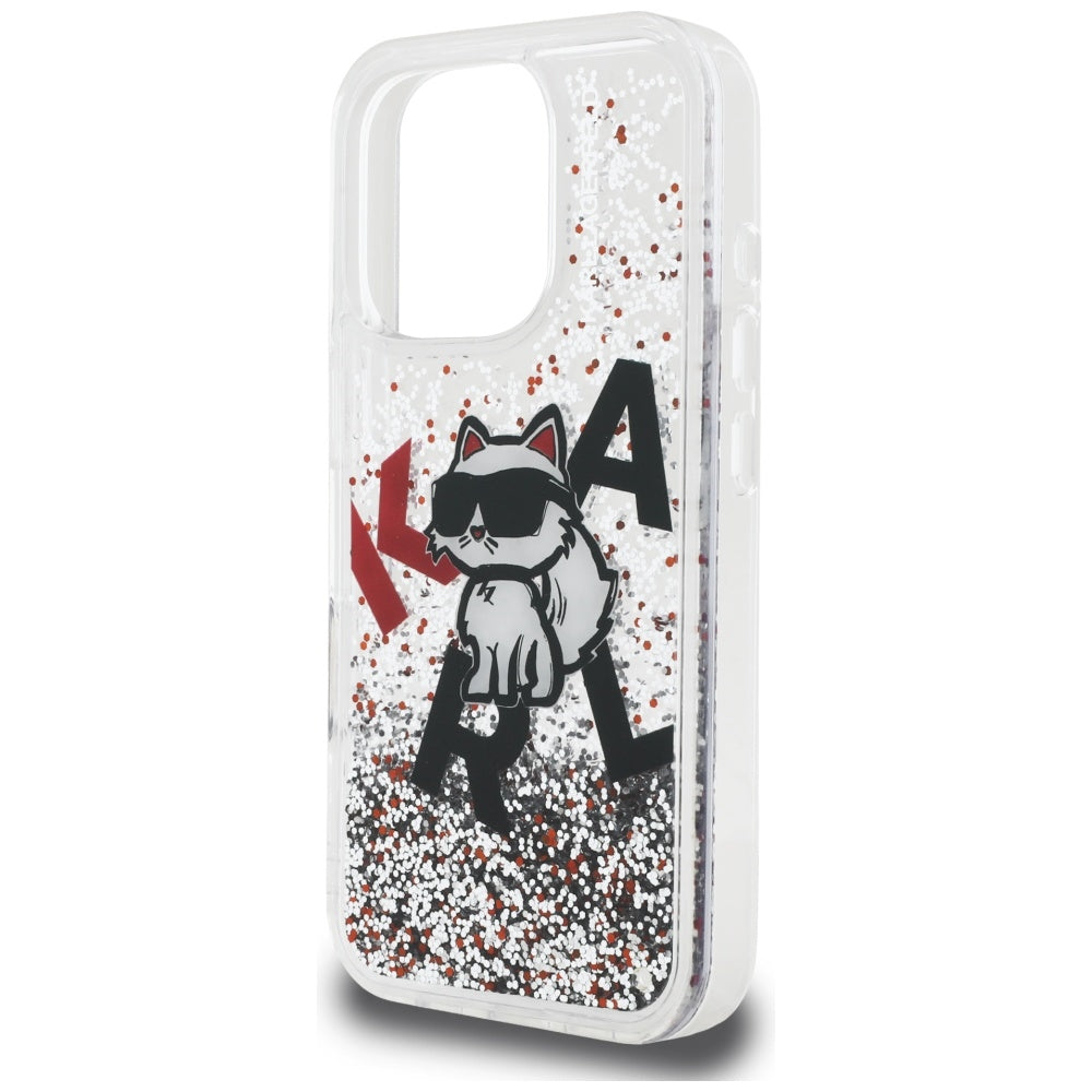 Θήκη MagSafe για Apple iPhone 16 Pro, Karl Lagerfeld, Liquid Glitter Choupette Logo, Διαφανής