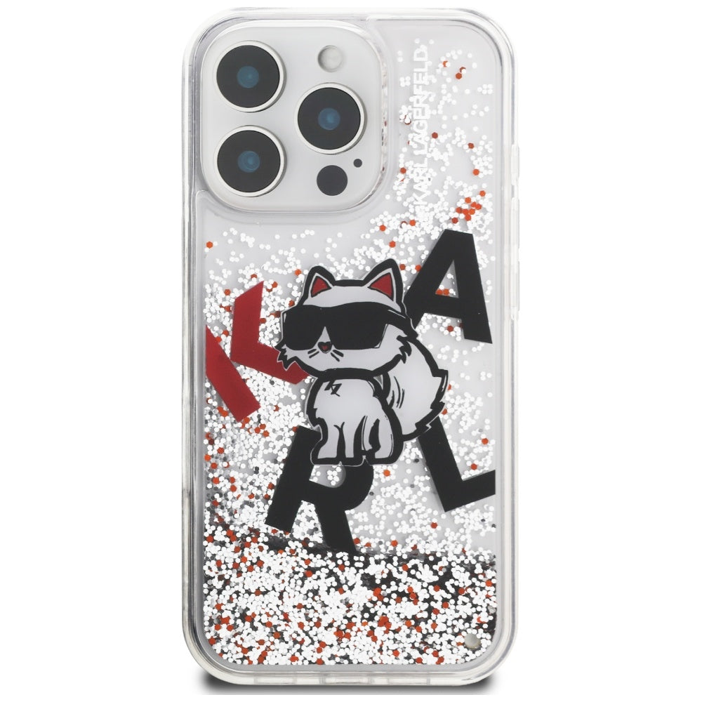 Θήκη MagSafe για Apple iPhone 16 Pro, Karl Lagerfeld, Liquid Glitter Choupette Logo, Διαφανής