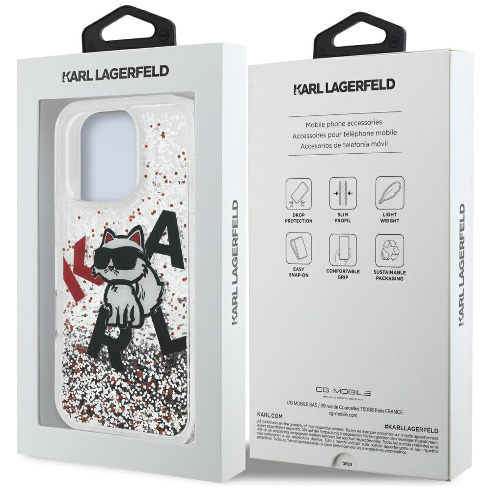 Θήκη MagSafe για Apple iPhone 16 Pro, Karl Lagerfeld, Liquid Glitter Choupette Logo, Διαφανής
