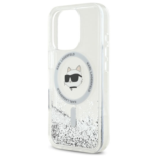 Θήκη MagSafe για Apple iPhone 16 Pro, Karl Lagerfeld, Liquid Glitter Choupette's Head, Διαφανής