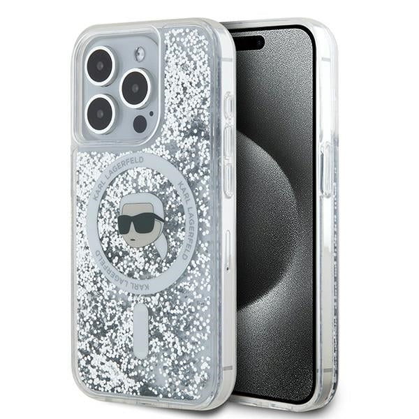 Θήκη MagSafe για Apple iPhone 16 Pro, Karl Lagerfeld, Liquid Glitter Karl's Head, Διαφανής