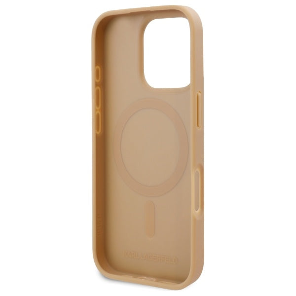 Θήκη MagSafe για Apple iPhone 16 Pro, Karl Lagerfeld, Monogram Metal Logo, Μπεζ