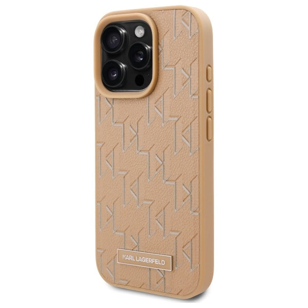 Θήκη MagSafe για Apple iPhone 16 Pro, Karl Lagerfeld, Monogram Metal Logo, Μπεζ