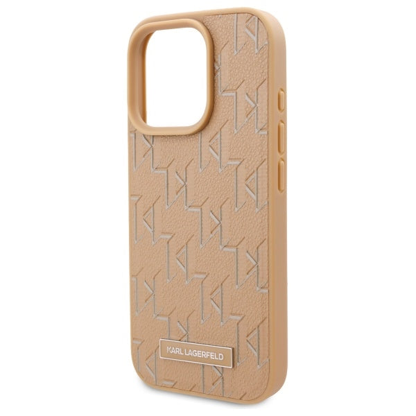 Θήκη MagSafe για Apple iPhone 16 Pro, Karl Lagerfeld, Monogram Metal Logo, Μπεζ