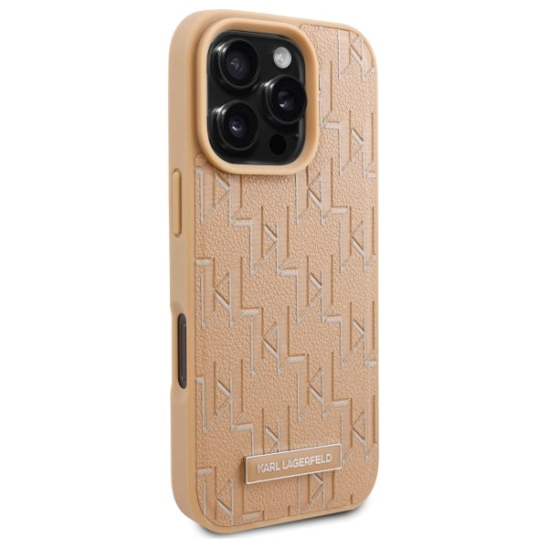 Θήκη MagSafe για Apple iPhone 16 Pro, Karl Lagerfeld, Monogram Metal Logo, Μπεζ