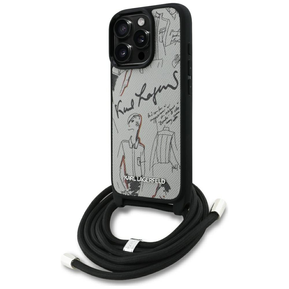 Θήκη MagSafe για Apple iPhone 16 Pro, Karl Lagerfeld, Saffiano Crossbody, Γκρι