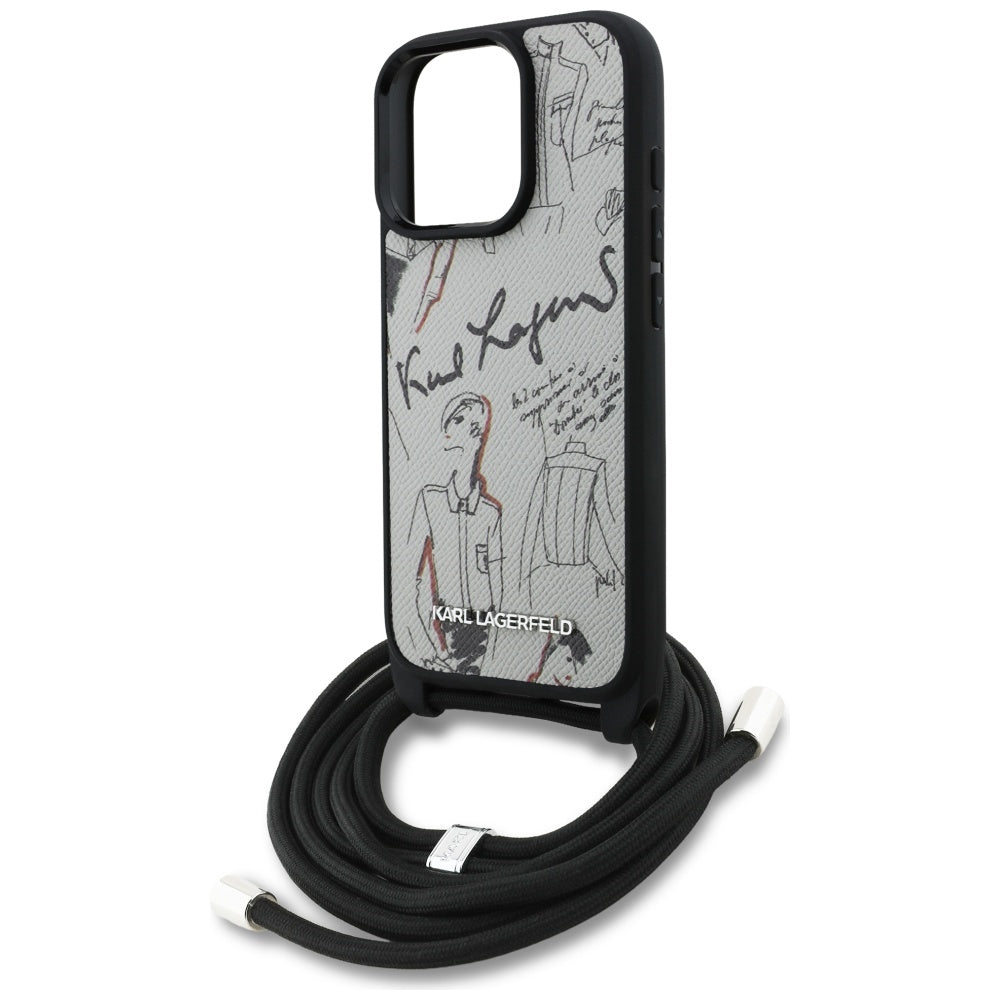 Θήκη MagSafe για Apple iPhone 16 Pro, Karl Lagerfeld, Saffiano Crossbody, Γκρι