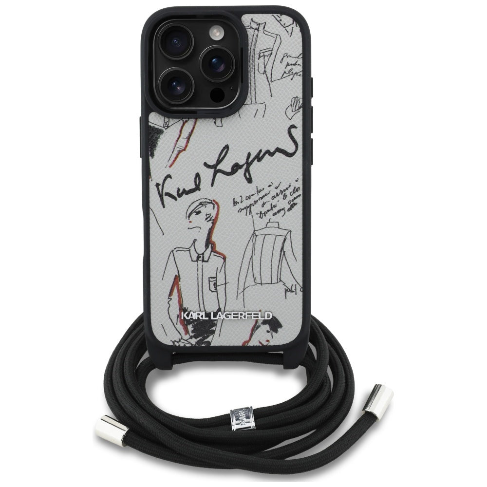 Θήκη MagSafe για Apple iPhone 16 Pro, Karl Lagerfeld, Saffiano Crossbody, Γκρι