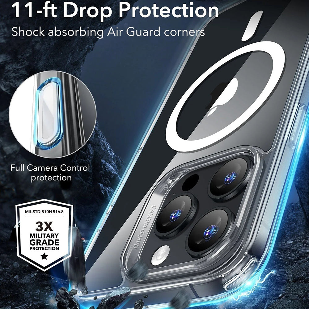 Θήκη MagSafe για Apple iPhone 16 Pro Max, ESR, Classic Hybrid Slide, Διάφανη Μαύρη