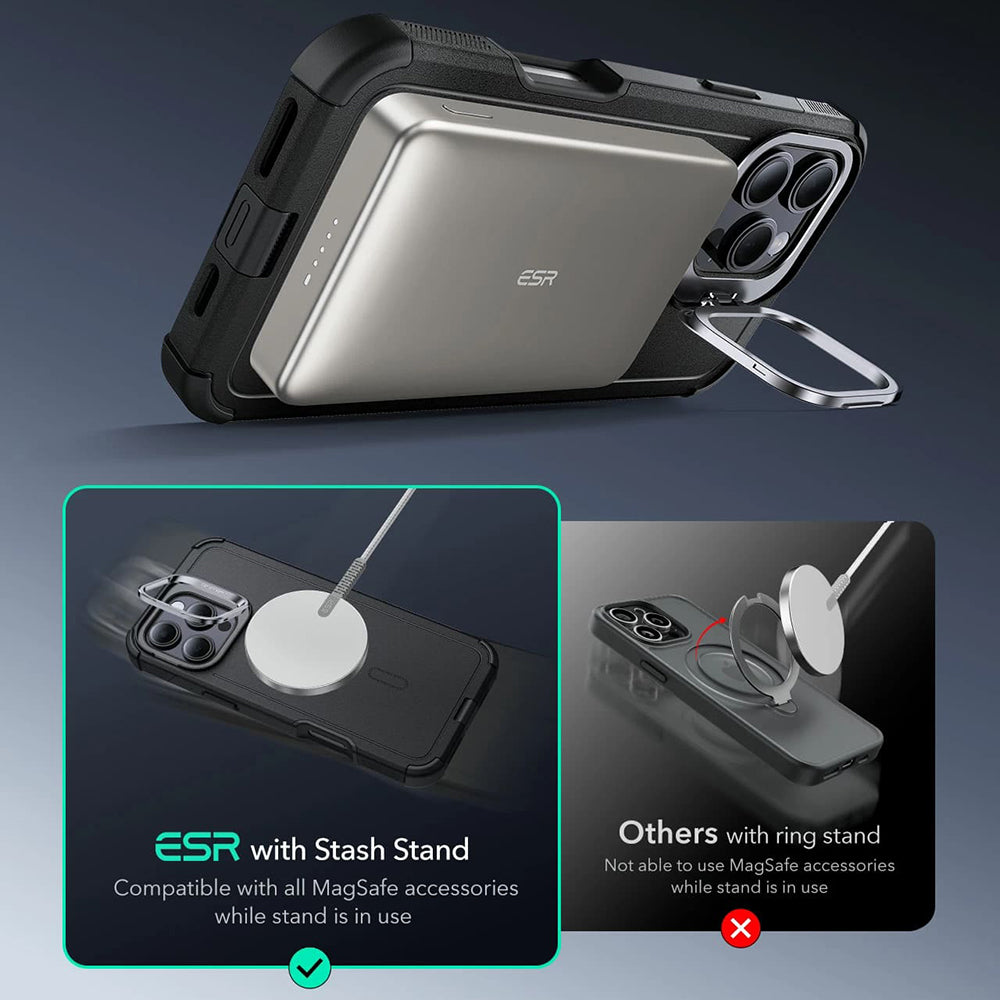 Θήκη MagSafe για Apple iPhone 16 Pro Max, ESR, Cyber Armor Kickstand, Γκρι
