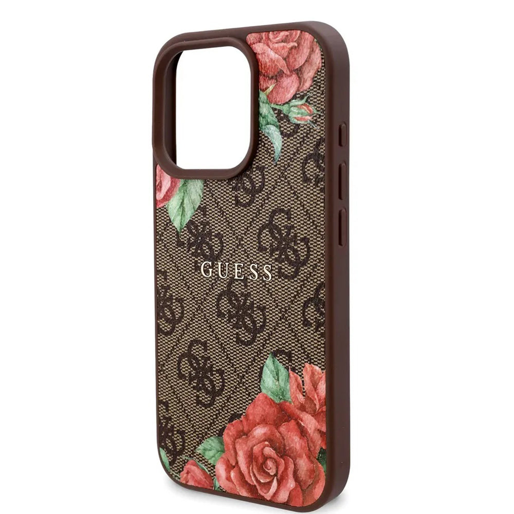 Θήκη MagSafe για Apple iPhone 16 Pro Max, Guess, 4G Flowers Print, Καφέ