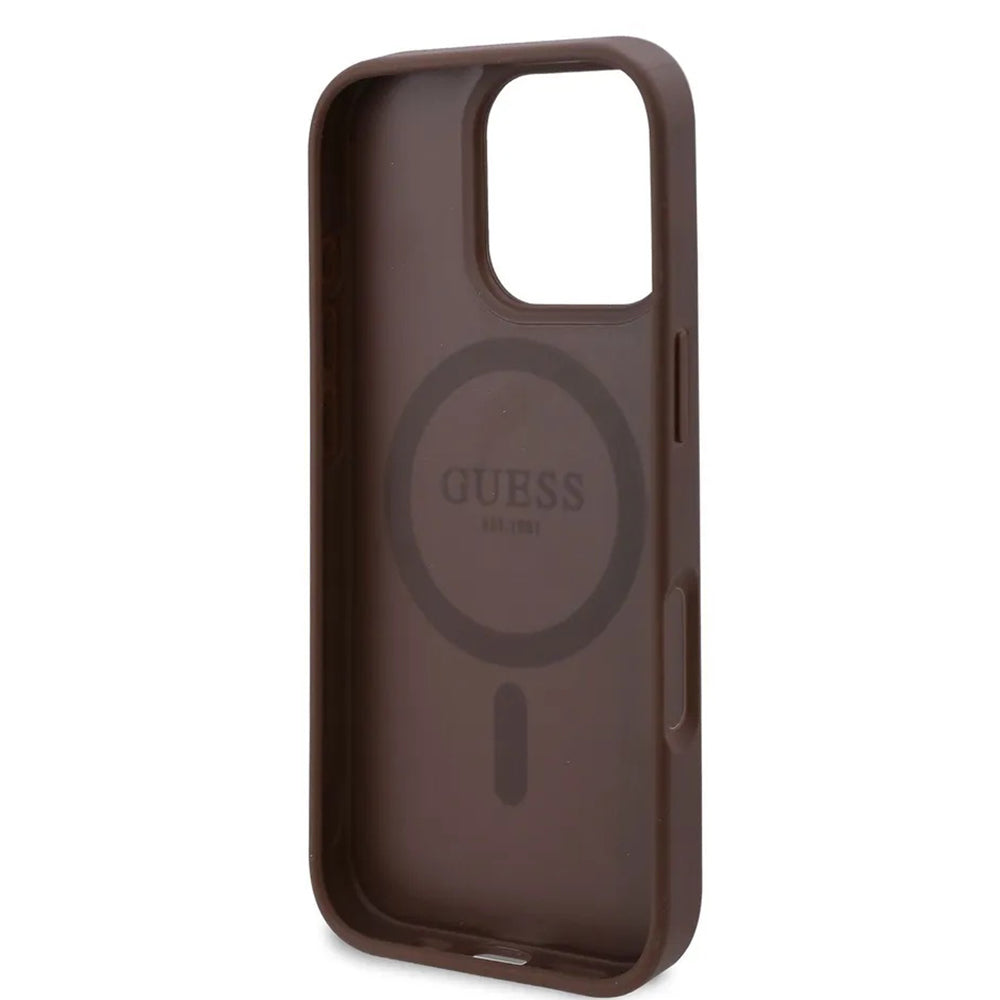 Θήκη MagSafe για Apple iPhone 16 Pro Max, Guess, 4G Flowers Print, Καφέ