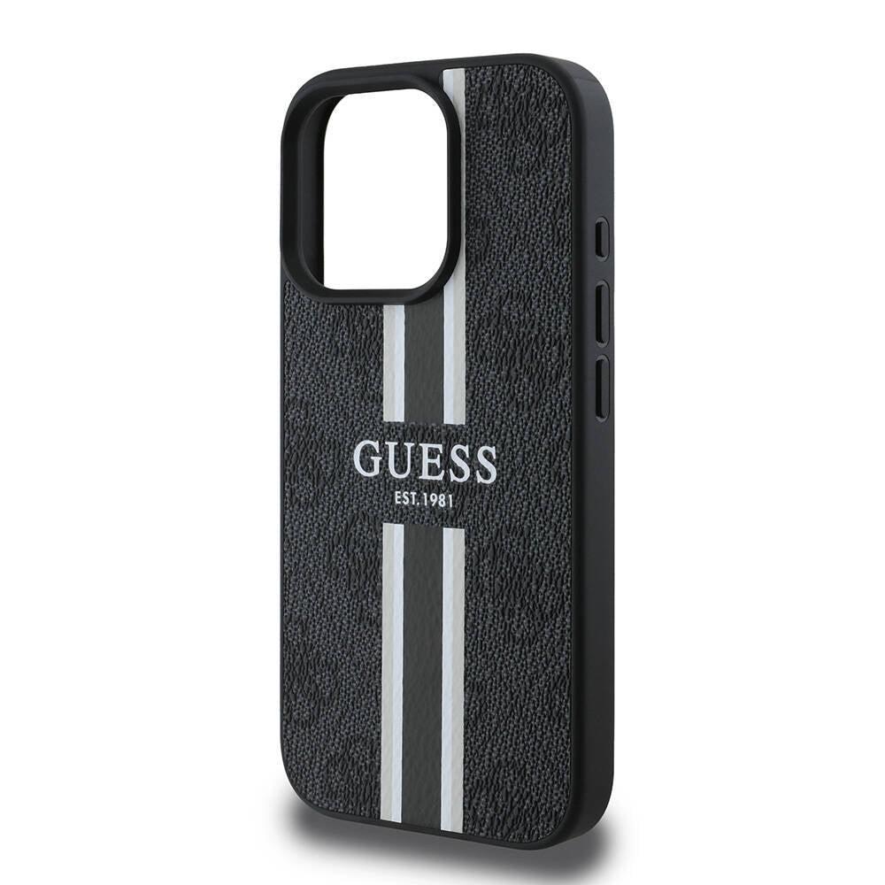Θήκη MagSafe για Apple iPhone 16 Pro Max, Guess, 4G Printed Stripes, Μαύρη