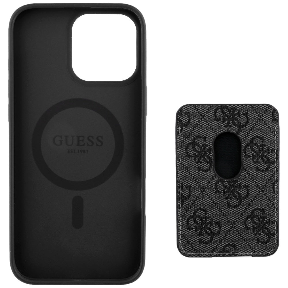Θήκη MagSafe για Apple iPhone 16 Pro Max, Guess, Cardslot 4G Stripes, Μαύρη