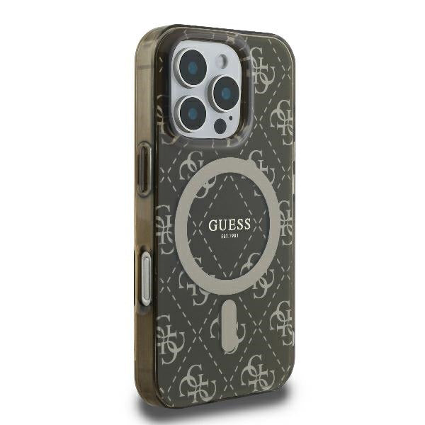 MagSafe Case for Apple iPhone 16 Pro Max, Guess, IML 4G Background, Brown
