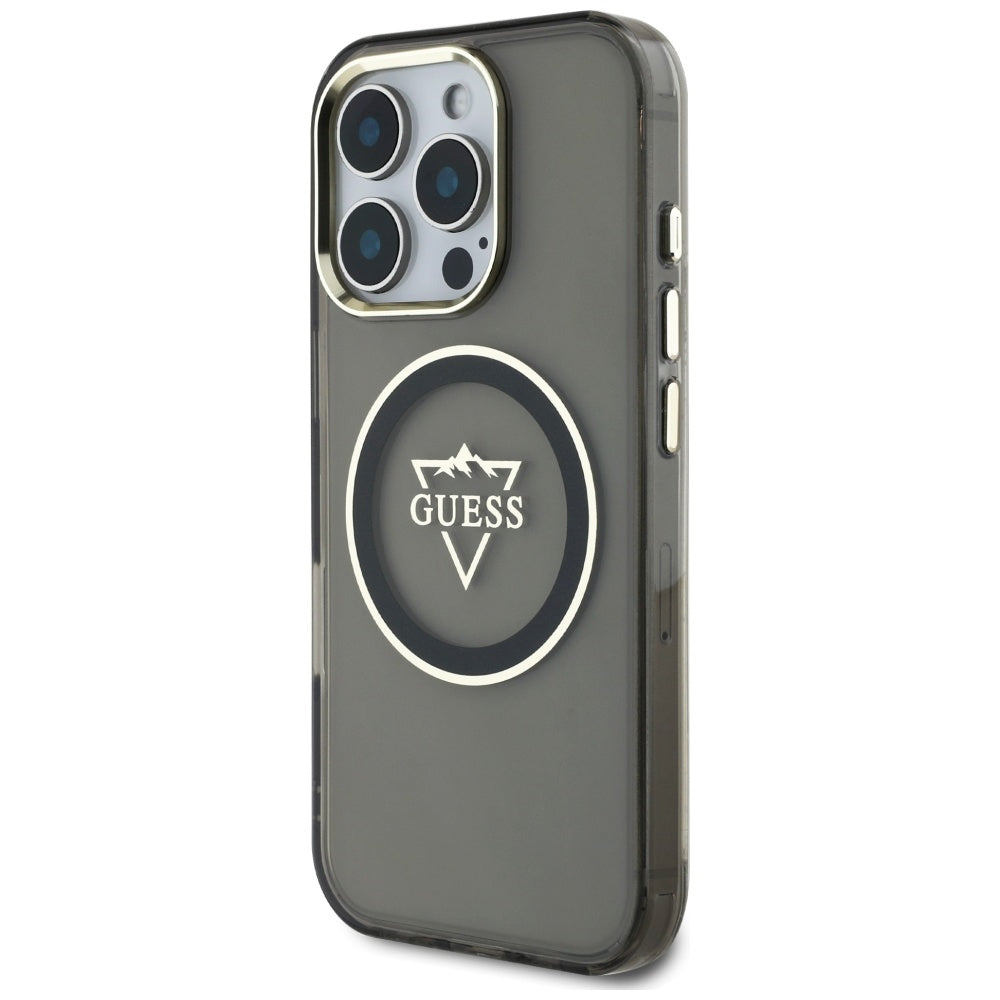 Θήκη MagSafe για Apple iPhone 16 Pro Max, Guess, IML Metal Mountain Logo, Μαύρη
