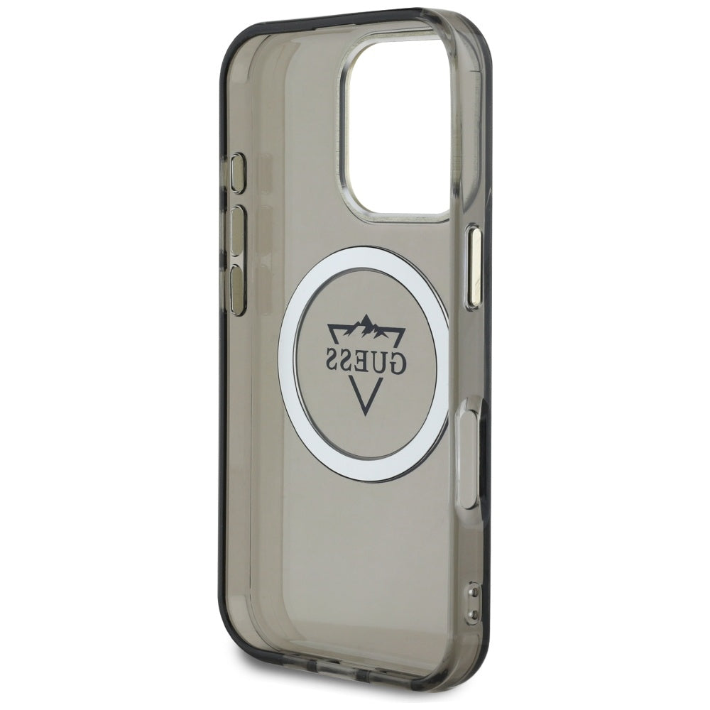 Θήκη MagSafe για Apple iPhone 16 Pro Max, Guess, IML Metal Mountain Logo, Μαύρη