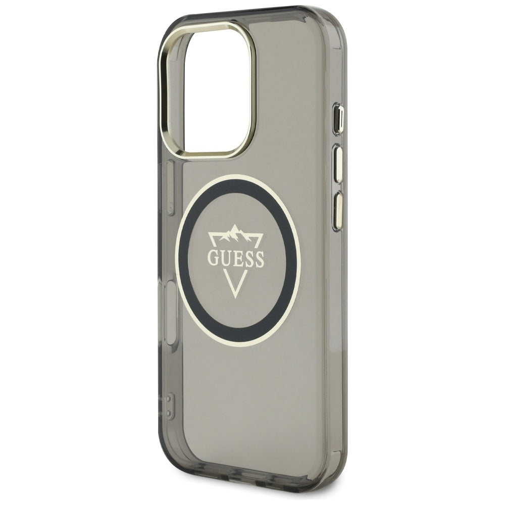 Θήκη MagSafe για Apple iPhone 16 Pro Max, Guess, IML Metal Mountain Logo, Μαύρη