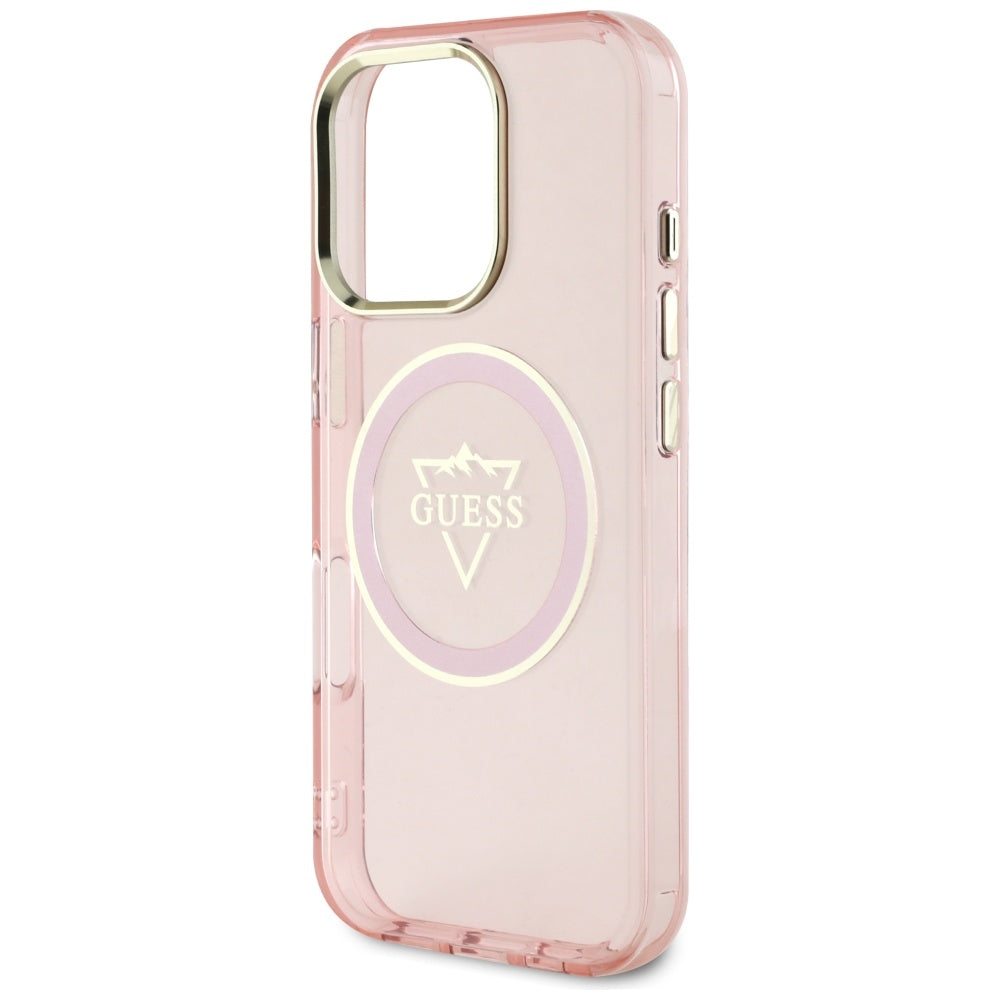 Θήκη MagSafe για Apple iPhone 16 Pro Max, Guess, IML Metal Mountain Logo, Ροζ