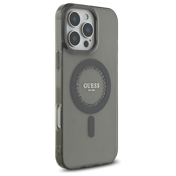Θήκη MagSafe για Apple iPhone 16 Pro Max, Guess, IML Rhinestone, Μαύρη