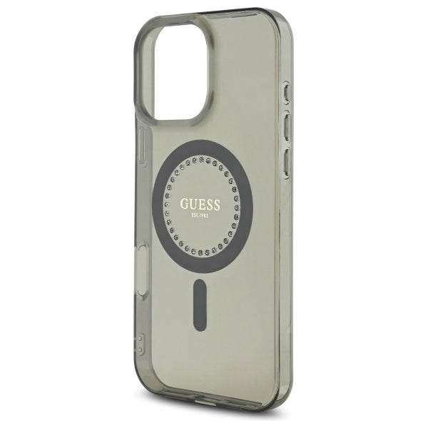 Θήκη MagSafe για Apple iPhone 16 Pro Max, Guess, IML Rhinestone, Μαύρη