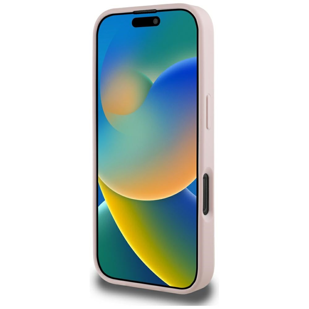 Θήκη MagSafe για Apple iPhone 16 Pro Max, Guess, Peony Grained Hot Stamp Triangle, Ροζ