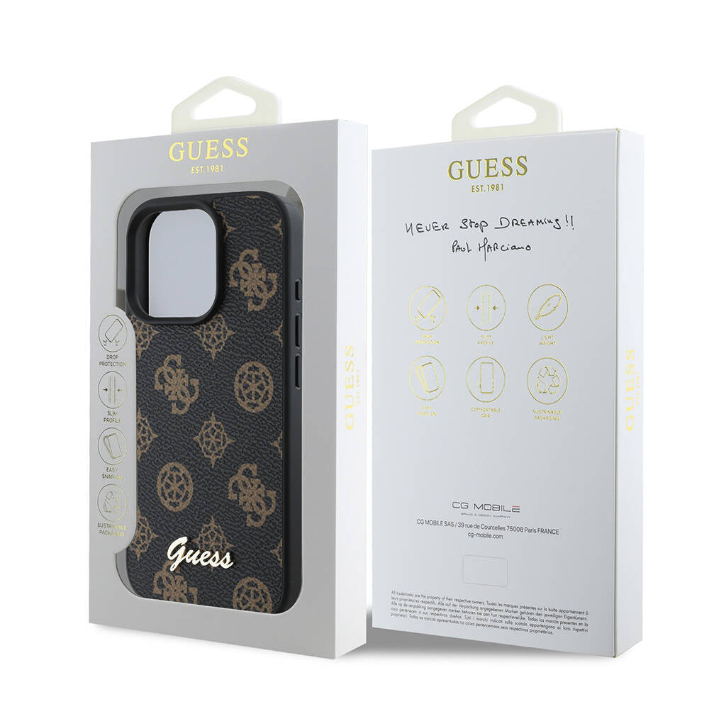 Θήκη MagSafe για Apple iPhone 16 Pro Max, Guess, Peony Script, Μαύρη