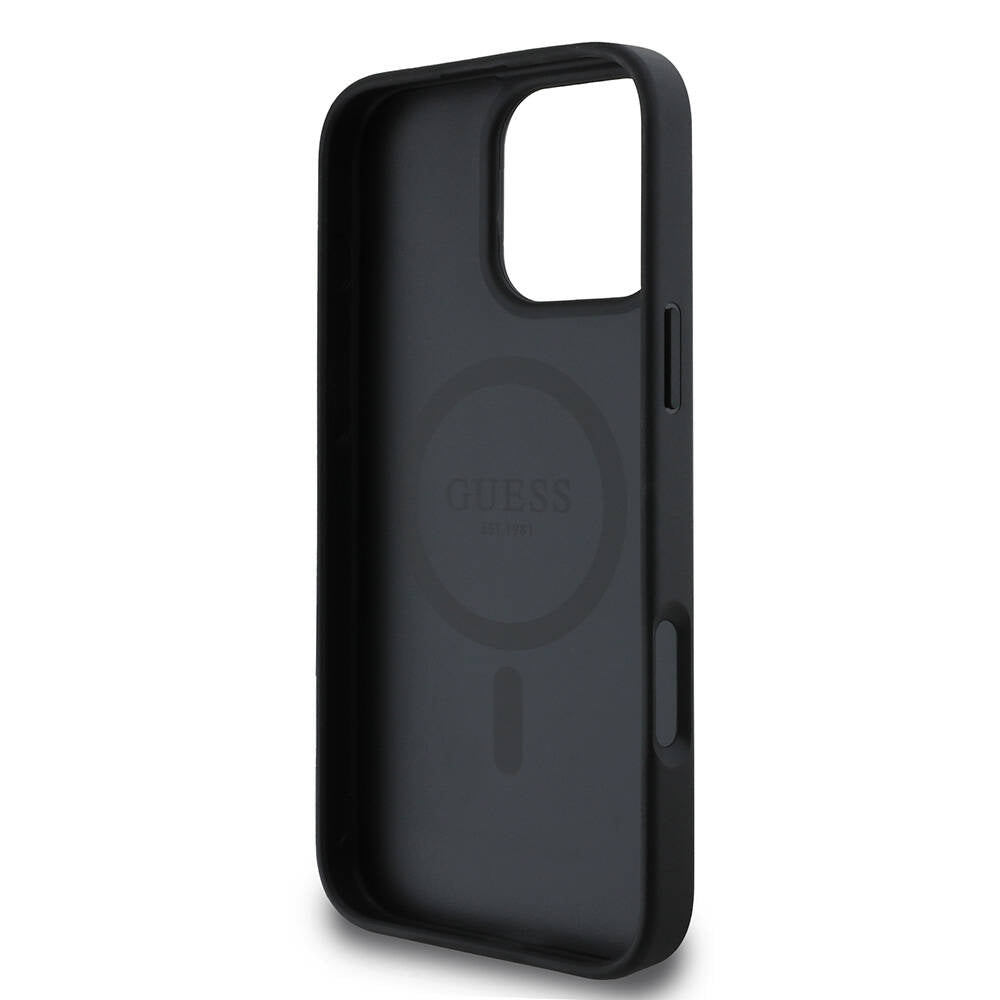 Θήκη MagSafe για Apple iPhone 16 Pro Max, Guess, Saffiano Classic Logo, Μαύρη