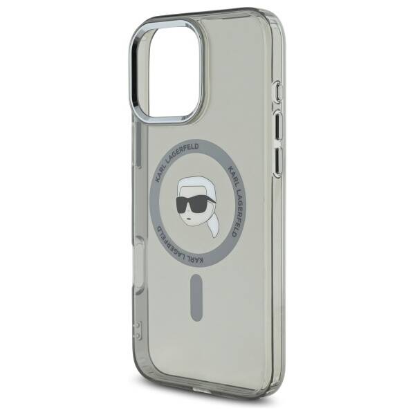 Θήκη MagSafe για Apple iPhone 16 Pro Max, Karl Lagerfeld, IML Metal Karl's Head, Μαύρη