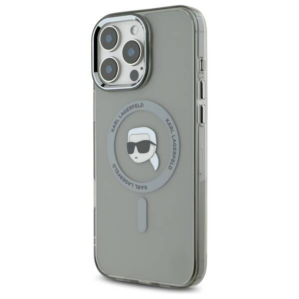 Θήκη MagSafe για Apple iPhone 16 Pro Max, Karl Lagerfeld, IML Metal Karl's Head, Μαύρη