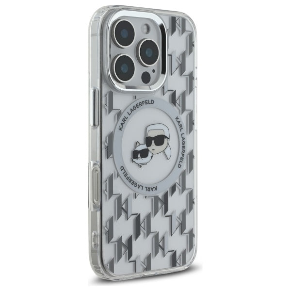 Θήκη MagSafe για Apple iPhone 16 Pro Max, Karl Lagerfeld, IML Monogram Karl & Choupette's Heads, Διαφανής