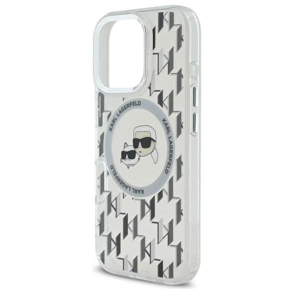 Θήκη MagSafe για Apple iPhone 16 Pro Max, Karl Lagerfeld, IML Monogram Karl & Choupette's Heads, Διαφανής