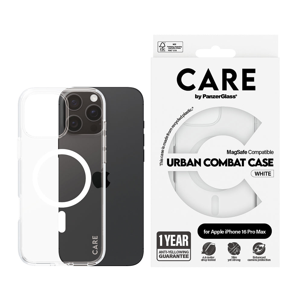 Θήκη MagSafe για Apple iPhone 16 Pro Max, PanzerGlass, Care Urban Combat, Διαφανής Λευκή