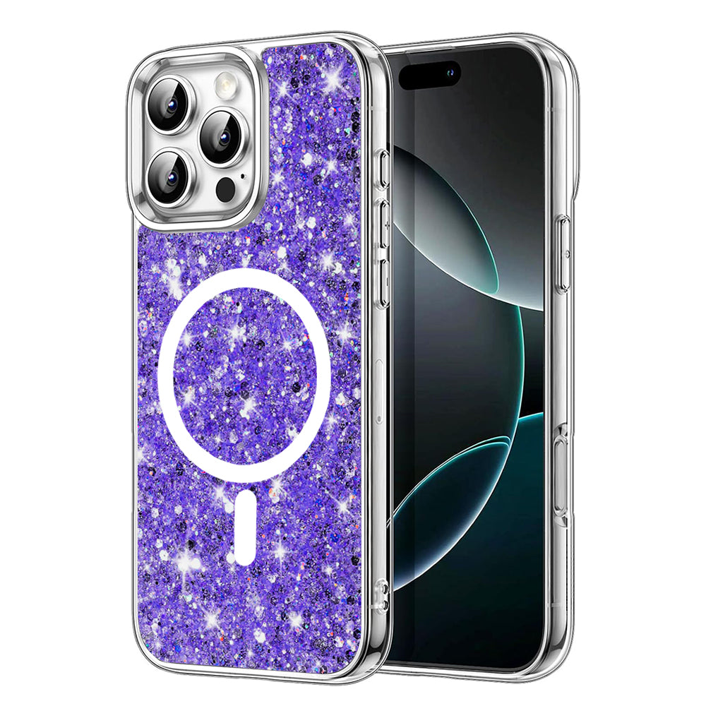 Θήκη MagSafe για Apple iPhone 16 Pro Max, Techsuit, Sparkly Glitter, Μωβ