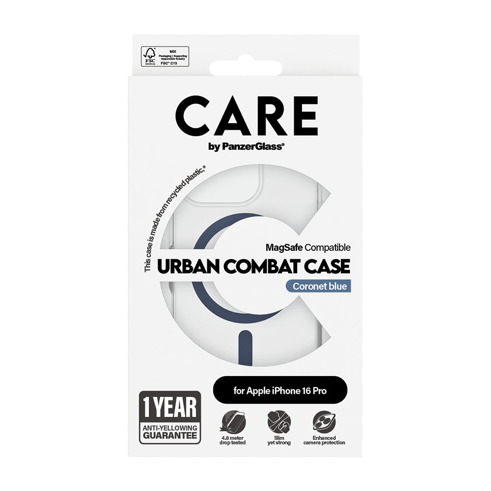 Θήκη MagSafe για Apple iPhone 16 Pro, PanzerGlass, Care Urban Combat, Διάφανη Μπλε