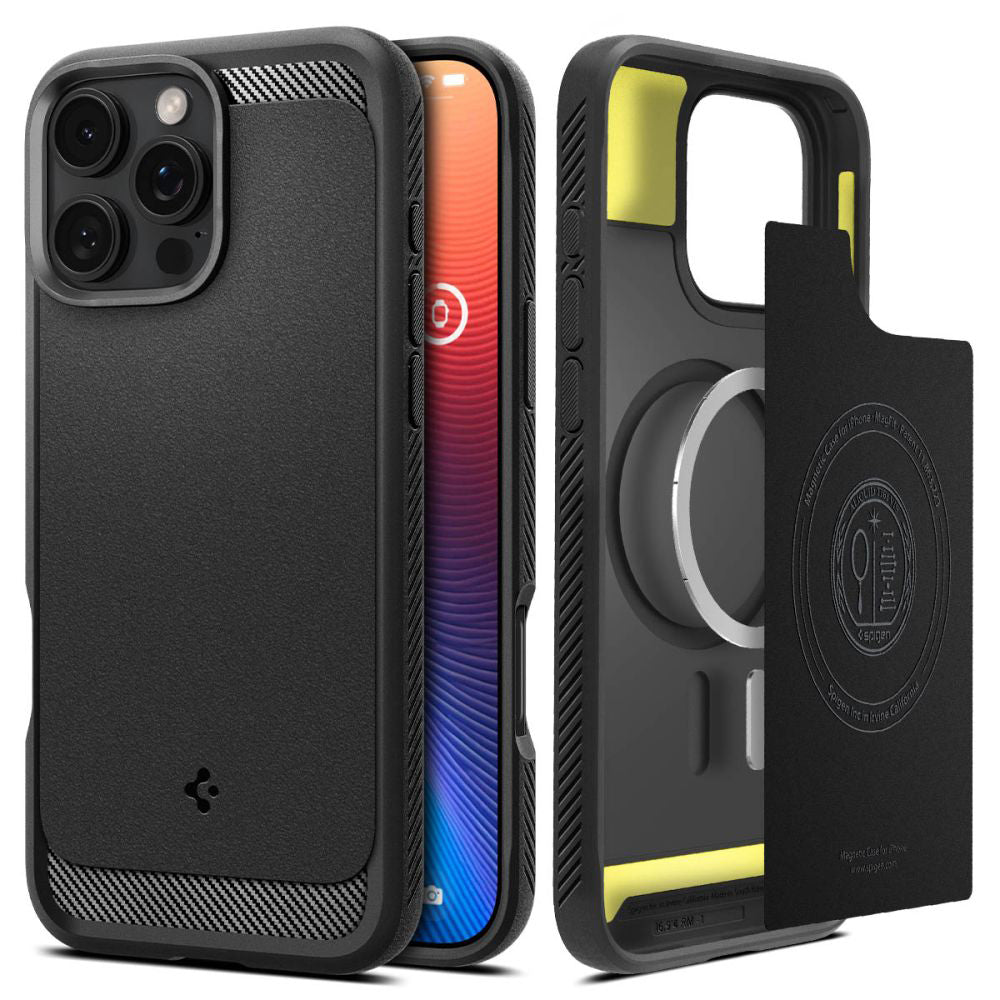 Θήκη MagSafe για Apple iPhone 16 Pro, Spigen, Rugged Armor, Ματ Μαύρη ACS08115