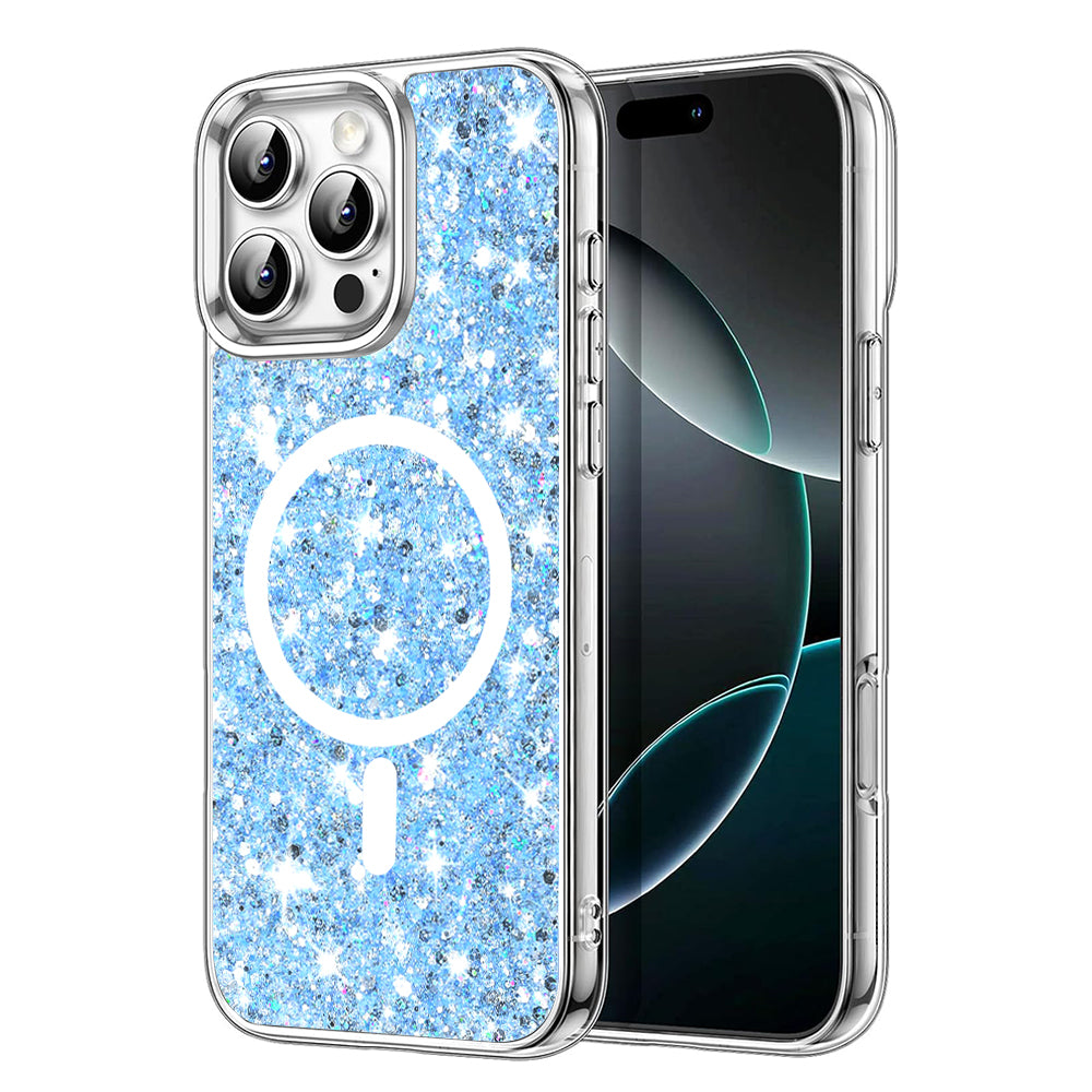 Θήκη MagSafe για Apple iPhone 16 Pro, Techsuit, Sparkly Glitter, Bleu