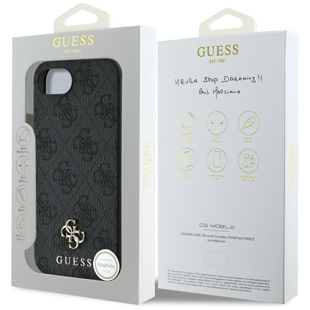 Θήκη MagSafe για Apple iPhone 17e / 16e, Guess, 4G Classic, Μαύρη