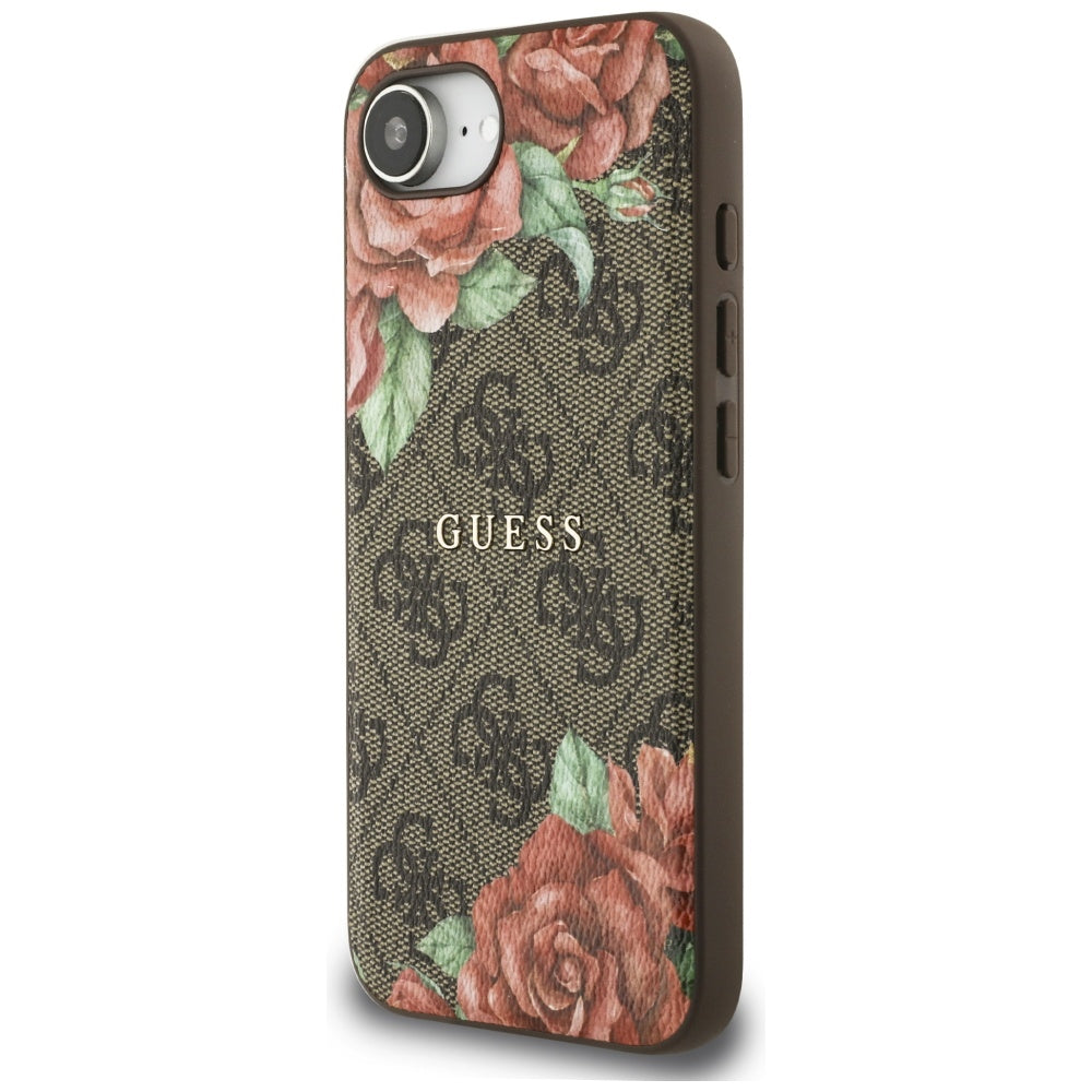 Θήκη MagSafe για Apple iPhone 17e / 16e, Guess, 4G Flowers Print, Καφέ